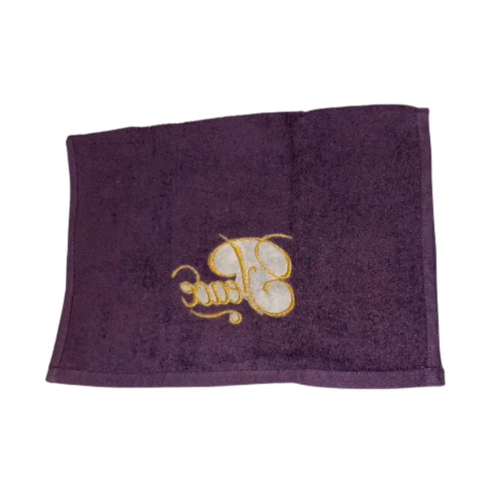 Vintage PEACE Towel Set Purple Gold Embroidered Decorate Bath